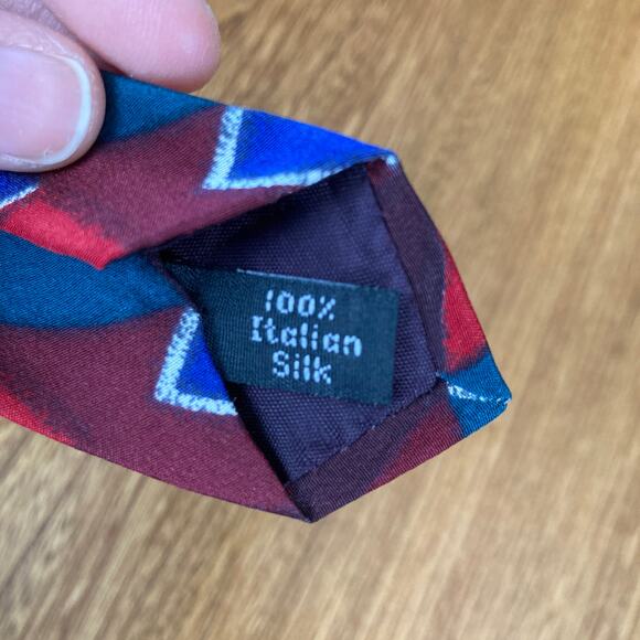 Vintage Zylos George Machado 100% Silk Multicolor Geo Print Tie Funky Retro - Picture 5 of 7